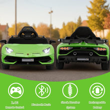 Load image into Gallery viewer, iRerts Green 24V Lamborghini Xago Battery Powered Ride On Cars with Remote Control for Boys Girls Gifts, Kids Ride on Toys with Bluetooth, Music, MP3, USB, LED lights
