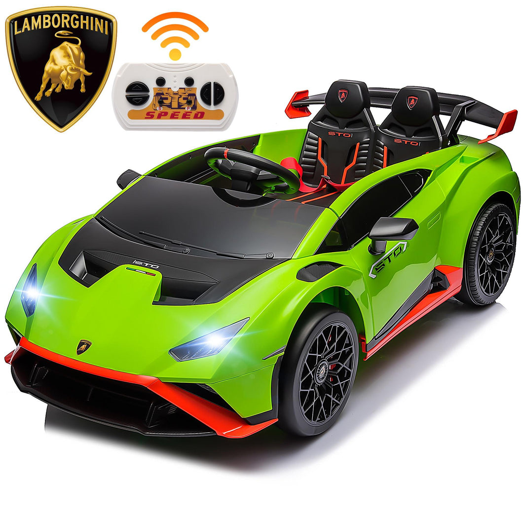 iRerts Green 24V Lamborghini Ride on Cars with Remote Control, Battery Powered Kids Ride on Toys for Boys Girls 3-8 Ages, 4 Wheels Electric Cars for Kids with Bluetooth/Music/USB Port/LED Lights