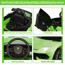 Load image into Gallery viewer, iRerts Green 24V Lamborghini Xago Battery Powered Ride On Cars with Remote Control for Boys Girls Gifts, Kids Ride on Toys with Bluetooth, Music, MP3, USB, LED lights
