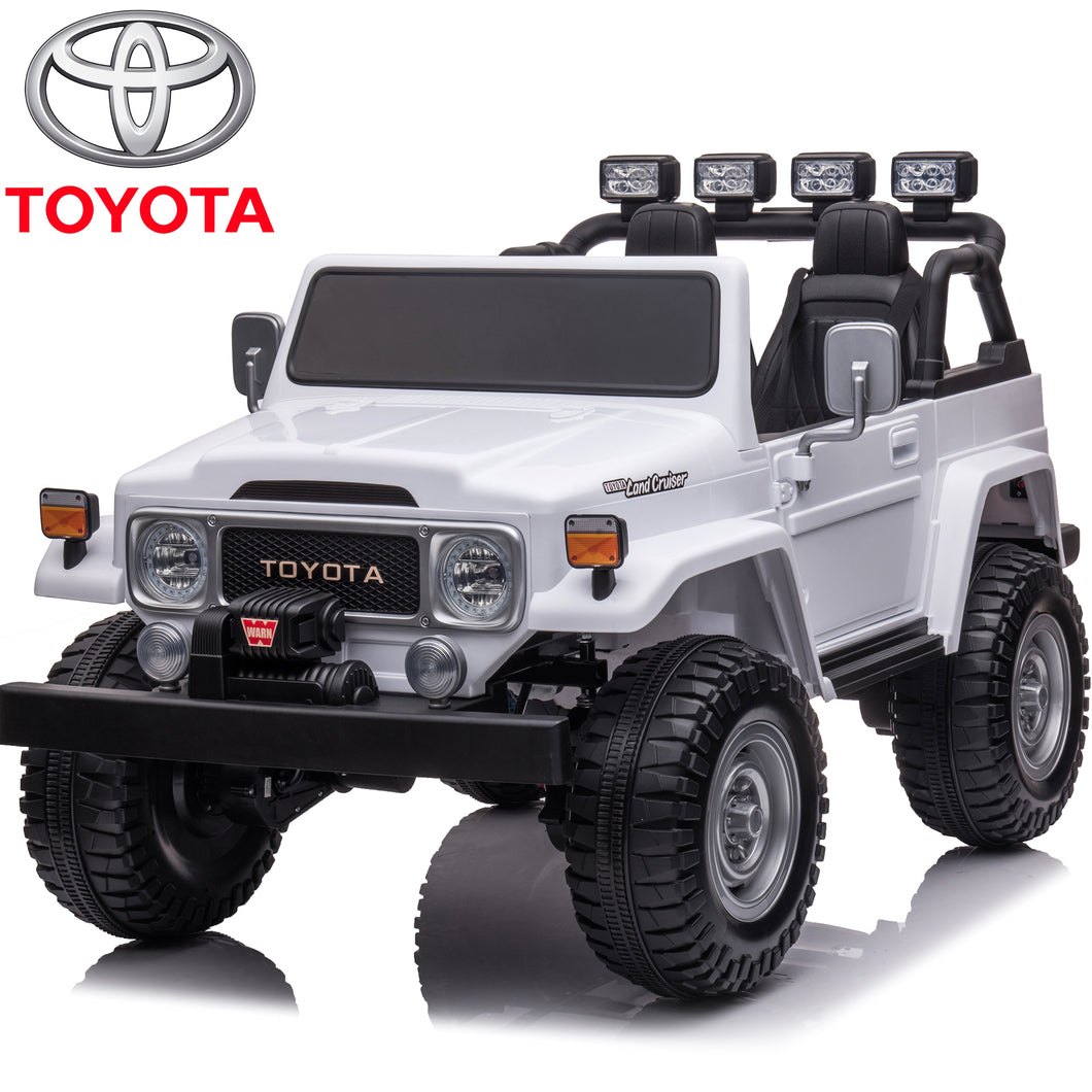 24V Ride on Cars 2 Seater, Licensed Toyota FJ40 Ride on Toys with Remote Control, Kids Electric Vehicle with Bluetooth, FM Radio, USB, Music, Gifts for 3-6 Years Old Boys Girls, White