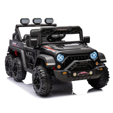 Load image into Gallery viewer, iRerts 24V Ride on PickUp Truck with Remote Control, 4WD Battery Powered Ride on Car with Bluetooth Music, USB/AUX Port, Rear Storage Box, LED Lights, Ride on Toys for Kids Boys Girls Gift, Black
