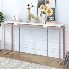Load image into Gallery viewer, iRerts Console Table Narrow Sofa Table with Metal Frame, 63&#39;&#39; Pink Entryway Table with MDF Tabletop, Industrial Hallway Table Sofa Tables Narrow Long for Hallway Living Room Home Office Entrance
