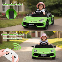 Load image into Gallery viewer, iRerts Green 24V Lamborghini Xago Battery Powered Ride On Cars with Remote Control for Boys Girls Gifts, Kids Ride on Toys with Bluetooth, Music, MP3, USB, LED lights
