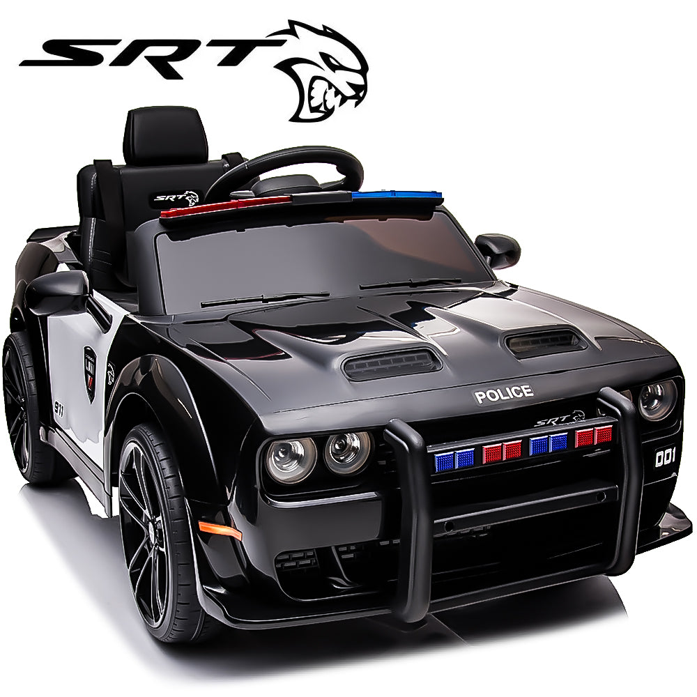 Kids Ride on Police Cars with Remote Control, Licensed Dodge Challenger Battery Powered Kids Electric Car, Ride on Toys for Kids Boys Girls 3-5 Ages Gift with Bluetooth, Music, USB/MP3 Port, LED Light