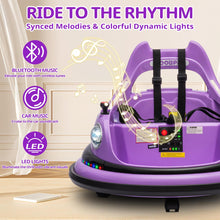 Load image into Gallery viewer, iRerts 12V Bumper Cars for Kids, Bumper Car Ride on with Remote Control, Battery Powered Kids Ride on Toys for 2-5 Year Old Boys Girls, Kids Electric Cars with Bluetooth, Music, LED Light, Purple
