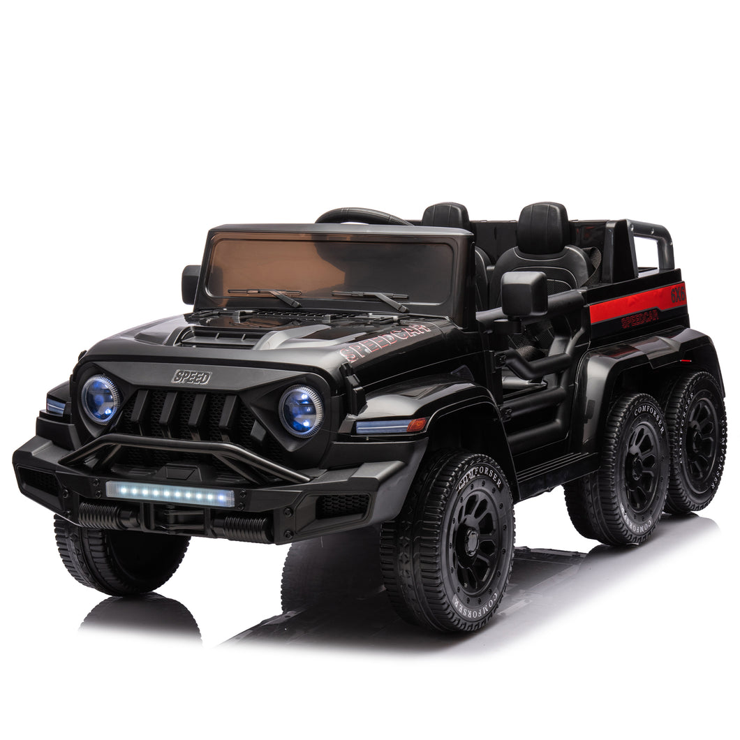 iRerts Black 24V Battery Powered Ride on Cars with Remote Control, Ride on Pickup Trucks with Rocking Chair Mode, Parental Rear Seat, Music, USB/MP3 Port, Electric Cars for Kids Boys Girls 2-6 Ages