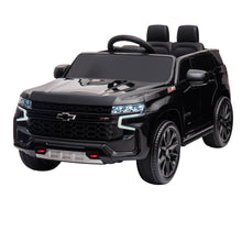 Load image into Gallery viewer, iRerts 12V Battery Powered Ride on Cars with Remote Control, Licensed Chevrolet Tahoe Kids Electric Cars for 3-6 Ages Kids Gift, Ride On Toy with Bluetooth, Music, MP3/USB/AUX Port, LED Light, Black
