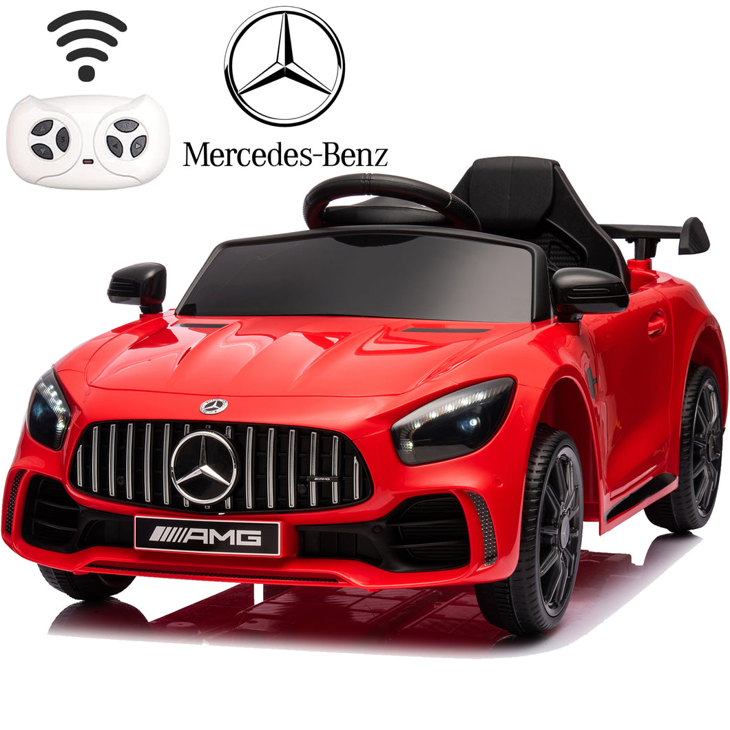 iRerts Red 12V Mercedes Benz Licensed Powered Ride on Cars with Remote Control, Lights, AUX/USB, Music, 4 Wheels Ride on Toys for Toddlers Kids Boys Girls, Kids Electric Cars for 3-5 Years Olds