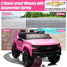 Load image into Gallery viewer, 2 Seater 24V Ride on Cars with Remote Control, Licensed Chevrolet Silverado Kids Ride on Truck for Boys Girls Birthday Christmas Gifts, Battery Powered Kids Electric Cars with LED Lights, Music, Pink
