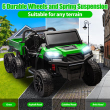Load image into Gallery viewer, iRerts 2 Seater 24V Ride on Truck with Dump Bed, Battery Powered Ride on Car UTV with Remote Control for Boys Girls, 4WD 6 Wheels Ride on Tractor Toys with Bluetooth, Music, USB/TF Card Slots, Green
