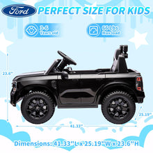 Load image into Gallery viewer, iRerts Black 12V Ford Ranger Powered Ride on Car with Remote Control, Kids Electric Car for Boys Girls 3-6 Ages, Kids Ride on Toys with Bluetooth, Music, USB Port, Horn, LED Lights
