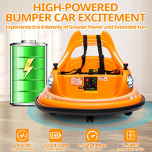 Load image into Gallery viewer, iRerts 12V Bumper Cars for Kids, Bumper Car Ride on with Remote Control, Battery Powered Kids Ride on Toys for 2-5 Year Old Boys Girls, Kids Electric Cars with Bluetooth, Music, LED Light, Orange
