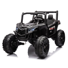 Load image into Gallery viewer, iRerts Black 24V Battery Powered Ride on UTV Cars for Boys Girls, 2 Seater Kids Ride on Toys with Remote Control, Music, LED Light, USB, Bluetooth, Kids Electric Vehicle for Christmas Birthday Gifts
