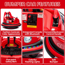 Load image into Gallery viewer, iRerts 12V Bumper Cars for Kids, Bumper Car Ride on with Remote Control, Battery Powered Kids Ride on Toys for 2-5 Year Old Boys Girls, Kids Electric Cars with Bluetooth, Music, LED Light, Red
