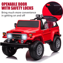 Load image into Gallery viewer, 2 Seater 24v Ride on Trucks, Toyota FJ40 Ride on Car with Remote Control, Battery Powered Ride on Toys with Bluetooth, FM Radio, USB Port and Music, Electric Cars for Kids Boys Girls Gift, Red
