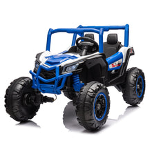 Load image into Gallery viewer, iRerts Blue 24V Battery Powered Ride on UTV Cars for Boys Girls, 2 Seater Kids Ride on Toys with Remote Control, Music, LED Light, USB, Bluetooth, Kids Electric Vehicle for Christmas Birthday Gifts
