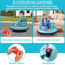 Load image into Gallery viewer, iRerts 12V Bumper Cars for Kids, Bumper Car Ride on with Remote Control, Battery Powered Kids Ride on Toys for 2-5 Year Old Boys Girls, Kids Electric Cars with Bluetooth, Music, LED Light, Blue
