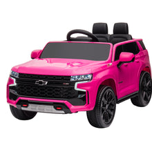 Load image into Gallery viewer, iRerts 12V Battery Powered Ride on Cars with Remote Control, Licensed Chevrolet Tahoe Kids Electric Cars for 3-6 Ages Kids Gift, Ride On Toy with Bluetooth, Music, MP3/USB/AUX Port, LED Light, Pink
