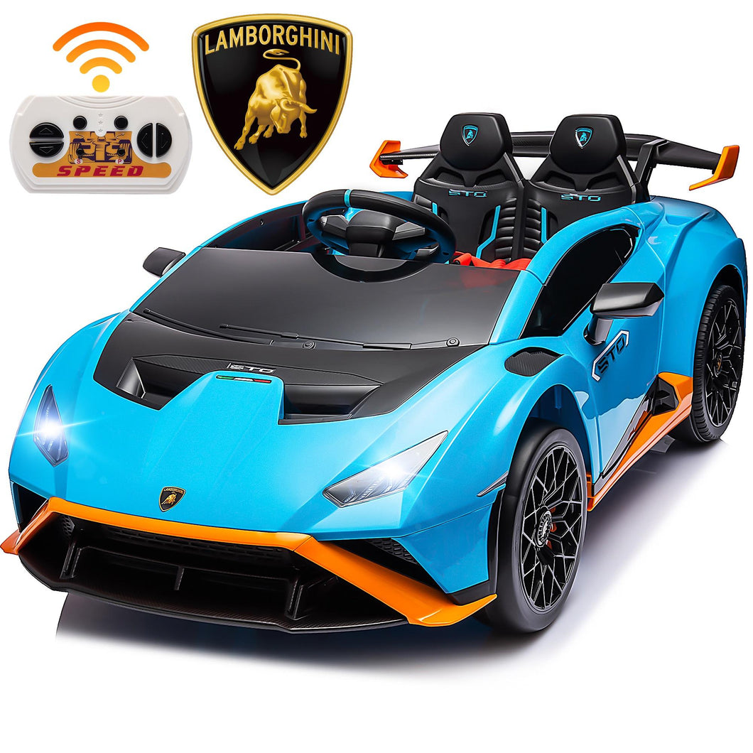 iRerts Blue 24V Lamborghini Ride on Cars with Remote Control, Battery Powered Kids Ride on Toys for Boys Girls 3-8 Ages, 4 Wheels Electric Cars for Kids with Bluetooth/Music/USB Port/LED Lights