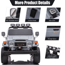 Load image into Gallery viewer, 2 Seater 24v Ride on Trucks, Toyota FJ40 Ride on Car with Remote Control, Battery Powered Ride on Toys with Bluetooth, FM Radio, USB Port and Music, Electric Cars for Kids Boys Girls Gift, Gray
