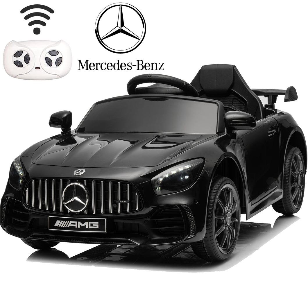 iRerts Black 12V Mercedes Benz Licensed Powered Ride on Cars with Remote Control, Lights, AUX/USB, Music, 4 Wheels Ride on Toys for Toddlers Kids Boys Girls, Kids Electric Cars for 3-5 Years Olds
