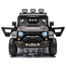 Load image into Gallery viewer, iRerts 24V Ride on PickUp Truck with Remote Control, 4WD Battery Powered Ride on Car with Bluetooth Music, USB/AUX Port, Rear Storage Box, LED Lights, Ride on Toys for Kids Boys Girls Gift, Black
