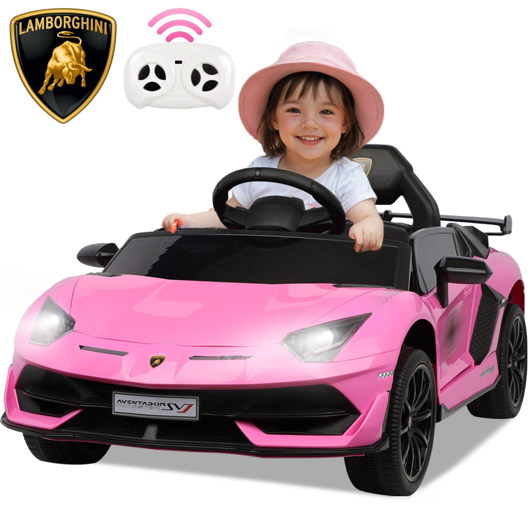 iRerts Pink 24V Lamborghini Xago Battery Powered Ride On Cars with Remote Control for Boys Girls Gifts, Kids Ride on Toys with Bluetooth, Music, MP3, USB, LED lights