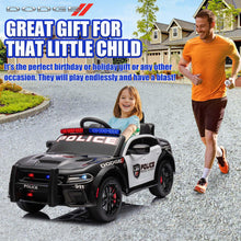 Load image into Gallery viewer, iRerts 12V Ride on Police Cars with Remote Control, Licensed Dodge Charger Kids Ride on Toys for Boys Girls Gifts, Kids Electric Car with Bluetooth, Music, USB, MP3, LED Lights, 3 Speeds, Black
