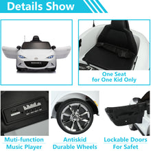 Load image into Gallery viewer, Electric Cars for Kids, Licensed MAZDA MX-5 RF 12V Ride on Cars, Electric Ride on Vehicles with Remote Control, Bluetooth, LED Lights, Music, USB, MP3, Battery Powered Ride on Toys for Kids 3-6 Ages
