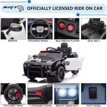 Load image into Gallery viewer, Kids Ride on Police Cars with Remote Control, Licensed Dodge Challenger Battery Powered Kids Electric Car, Ride on Toys for Kids Boys Girls 3-5 Ages Gift with Bluetooth, Music, USB/MP3 Port, LED Light
