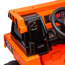 Load image into Gallery viewer, iRerts Ride on Dump Truck for Boys, 12V Ride on Car with Remote Control, 4 Wheel Construction Vehicles with Electric Dump Bed and Shovel, Powered Ride on Toys with Bluetooth, Music, USB Port, Orange
