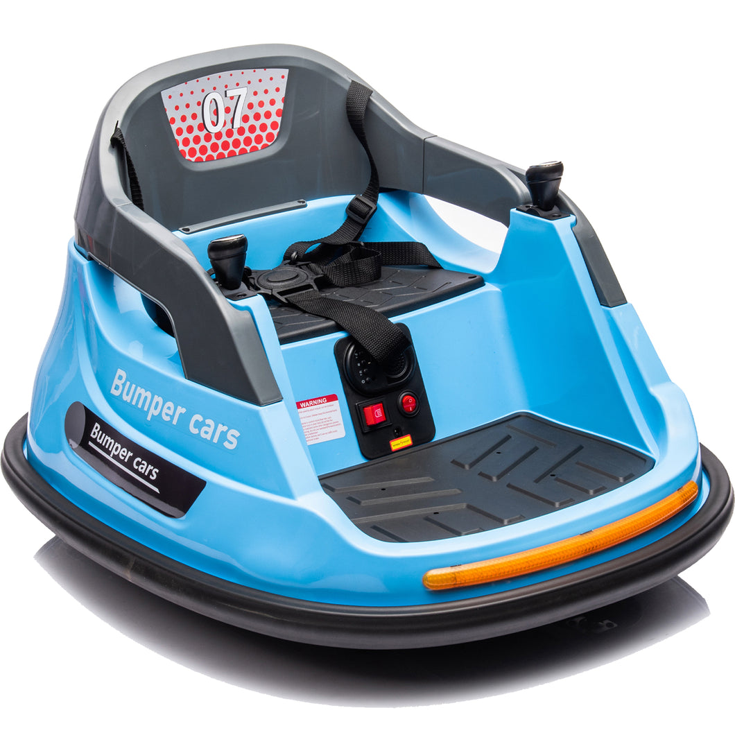 iRerts 12V Bumper Car for Kids Toddlers, Battery Powered Bumper Car Ride On Toys with Remote Control, Bluetooth, Music, Flashing Lights, Toddler Ride on Cars for 1.5-5 Year Old Boys Girls, Blue