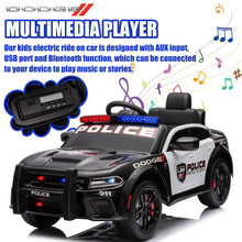 Load image into Gallery viewer, iRerts 12V Ride on Police Cars with Remote Control, Licensed Dodge Charger Kids Ride on Toys for Boys Girls Gifts, Kids Electric Car with Bluetooth, Music, USB, MP3, LED Lights, 3 Speeds, Black
