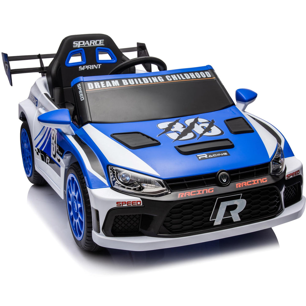 iRerts Blue 12V Powered Ride on Cars with Remote Control, 4 Wheeler Electric Car Vehicle for Kids Boys Girls 3-6 Years Old, Kids Ride on Toy with Swaying, Bluetooth, Music, USB/AUX Port, LED Light