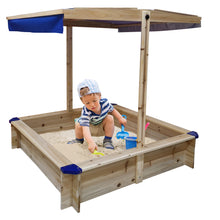 Load image into Gallery viewer, iRerts Kids Sandbox, Wooden Sandbox with Cover and Adjustable Canopy, Backyard Sandbox for Kids 3-10 Year Olds, Indoor Sandbox Sandpit Outdoor Playset for Backyard Home Lawn Garden Beach, Golden
