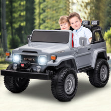 Load image into Gallery viewer, 2 Seater 24v Ride on Trucks, Toyota FJ40 Ride on Car with Remote Control, Battery Powered Ride on Toys with Bluetooth, FM Radio, USB Port and Music, Electric Cars for Kids Boys Girls Gift, Gray
