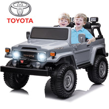 Load image into Gallery viewer, 2 Seater 24v Ride on Trucks, Toyota FJ40 Ride on Car with Remote Control, Battery Powered Ride on Toys with Bluetooth, FM Radio, USB Port and Music, Electric Cars for Kids Boys Girls Gift, Gray
