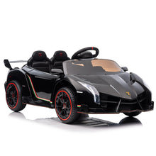 Load image into Gallery viewer, iRerts 12V Ride on Sports Cars with Remote Control, Lamborghini Poison Kids Ride on Vehicles Toys for Boys Girls 3-5 Years Old Gifts, Battery Powered Kids Electric Cars with Music, LED Light, Black
