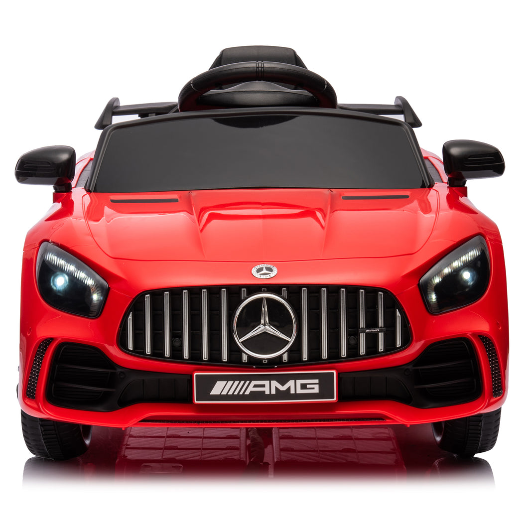 iRerts 12 Volt Ride on Toys for Toddlers, Licensed Mercedes Benz Ride On Car with Remote Control, Battery Powered Kids Electric Car with Music, USB/AUX/SD Ports, LED Lights, 4 Wheel Suspension, Red