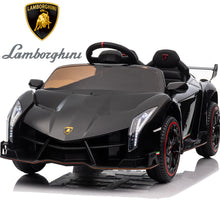 Load image into Gallery viewer, iRerts 12V Ride on Sports Cars with Remote Control, Lamborghini Poison Kids Ride on Vehicles Toys for Boys Girls 3-5 Years Old Gifts, Battery Powered Kids Electric Cars with Music, LED Light, Black
