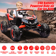 Load image into Gallery viewer, iRerts Red 24V Battery Powered Ride on UTV Cars for Boys Girls, Kids Ride on Toys with Remote Control, Music, LED Light, USB, Bluetooth, Large Seat Kids Electric Vehicle for Christmas Birthday Gifts
