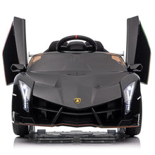 Load image into Gallery viewer, iRerts 12V Ride on Sports Cars with Remote Control, Lamborghini Poison Kids Ride on Vehicles Toys for Boys Girls 3-5 Years Old Gifts, Battery Powered Kids Electric Cars with Music, LED Light, Black
