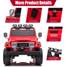 Load image into Gallery viewer, 2 Seater 24v Ride on Trucks, Toyota FJ40 Ride on Car with Remote Control, Battery Powered Ride on Toys with Bluetooth, FM Radio, USB Port and Music, Electric Cars for Kids Boys Girls Gift, Red
