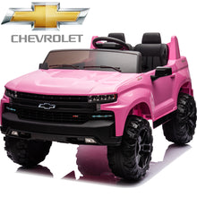 Load image into Gallery viewer, 2 Seater 24V Ride on Cars with Remote Control, Licensed Chevrolet Silverado Kids Ride on Truck for Boys Girls Birthday Christmas Gifts, Battery Powered Kids Electric Cars with LED Lights, Music, Pink
