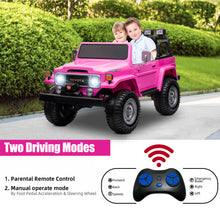 Load image into Gallery viewer, 2 Seater 24v Ride on Trucks, Toyota FJ40 Ride on Car with Remote Control, Battery Powered Ride on Toys with Bluetooth, FM Radio, USB Port and Music, Electric Cars for Kids Boys Girls Gift, Pink
