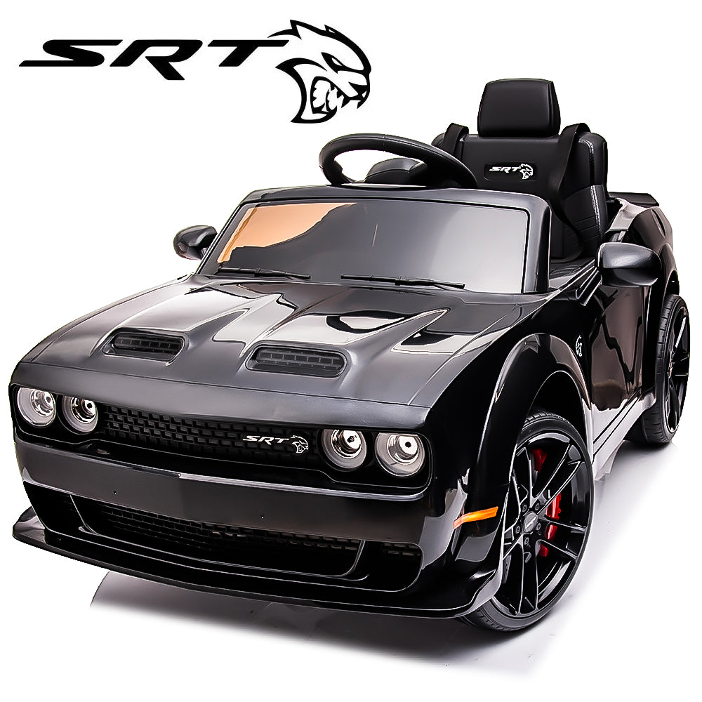12v Ride on Cars with Remote Control, Licensed Dodge Challenger Battery Powered Kids Electric Car, Ride on Toys for Kids Boys Girls 3-5 Ages Gift with Bluetooth, Music, USB/MP3 Port, LED Light, Black