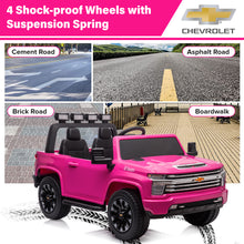 Load image into Gallery viewer, iRerts 12V Battery Powered Ride on Cars with Remote Control, Licensed Chevrolet Silverado 2 Seater Kids Electric Cars for 2-6 Ages Kids Gift, Ride On Toy with Music, MP3/USB/AUX Port, LED Light, Pink
