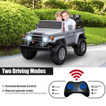 Load image into Gallery viewer, 2 Seater 24v Ride on Trucks, Toyota FJ40 Ride on Car with Remote Control, Battery Powered Ride on Toys with Bluetooth, FM Radio, USB Port and Music, Electric Cars for Kids Boys Girls Gift, Gray
