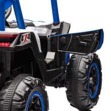 Load image into Gallery viewer, iRerts Blue 24V Battery Powered Ride on UTV Cars for Boys Girls, 2 Seater Kids Ride on Toys with Remote Control, Music, LED Light, USB, Bluetooth, Kids Electric Vehicle for Christmas Birthday Gifts
