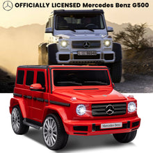 Load image into Gallery viewer, 24V Ride On Cars with Remote Control, Licensed Mercedes Benz G500 Kids Electric Car for Boys Girls Gifts, Battery Powered Ride on Trucks Toys with Bluetooth, MP3, Music, Led Lights, USB, Red
